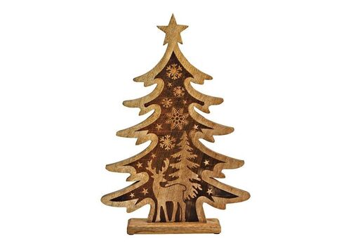 Aufsteller Tannenbaum aus Mangoholz natur (B/H/T) 28x41x5cm