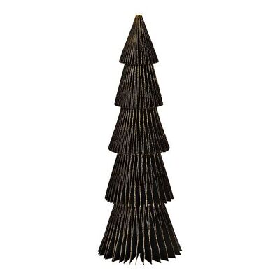 Expositor Árbol de Navidad tipo panal con purpurina de papel/cartón negro (An/Al/Pr) 10x30x10cm