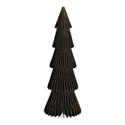 Expositor Árbol de Navidad Panal con purpurina de papel/cartón negro (An/Al/Pr) 14x40x14cm