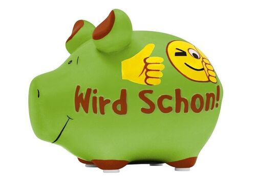 Spardose KCG Kleinschwein Wird schon aus Keramik bunt (B/H/T) 12x9x9cm