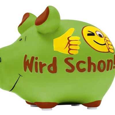 Spardose KCG Kleinschwein Wird schon aus Keramik bunt (B/H/T) 12x9x9cm