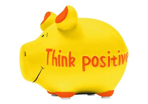 Spardose KCG Kleinschwein Think Positive aus Keramik bunt (B/H/T) 12x9x9cm