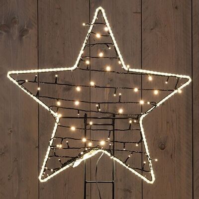 Enchufe estrella con luz 240 LED blanco cálido fabricado en metal negro (H) 30cm