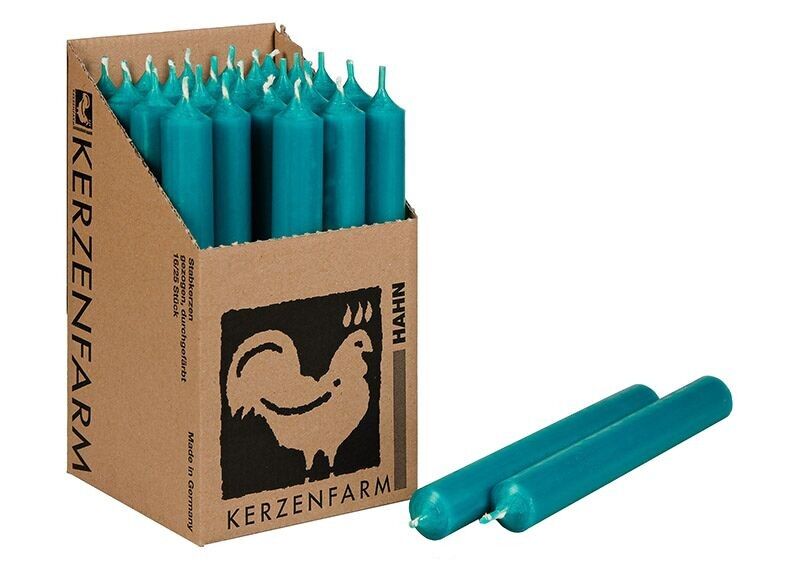 Stabkerze Türkis durchgefärbt Ø 2x18 cm Brenndauer ca. 8 Std.