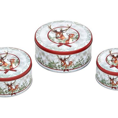 Set lattine, decoro cervo, set da 3, in metallo colorato (L/A/P) 19x8x19 cm 16x7,5x16 cm 13x7x13 cm