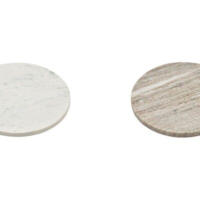 Piatto da portata in marmo beige, bianco 2 volte, (H) 1,5 cm Ø20 cm