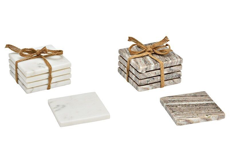 Untersetzer Set aus Marmor 4-er Set, beige, weiß 2-fach, (B/H/T) 10x1x10cm