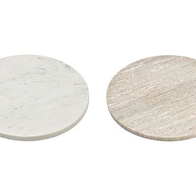 Piatto da portata in marmo beige, bianco 2 volte, (H) 1,5 cm Ø 30 cm