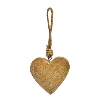 Corazón colgante de madera de mango natural (An/Al/Pr) 8x8x2cm