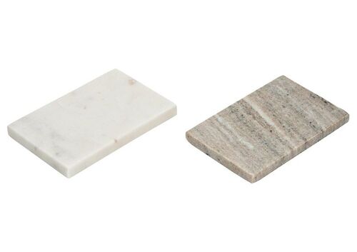 Seifenhalter aus Marmor beige, weiß 2-fach, (B/H/T) 15x3x10cm