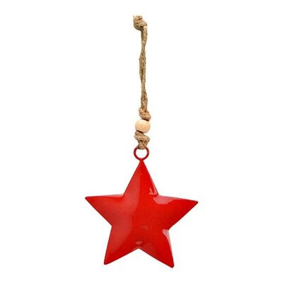 Estrella colgante de metal rojo (An/Al/Pr) 8x8x1cm