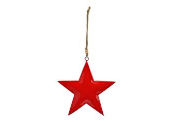 Étoile à suspendre en métal rouge (L/H/P) 19x19x2cm