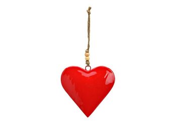 Coeur suspendu en métal rouge (L/H/P) 12x12x2cm