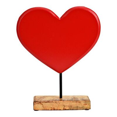 Support coeur en bois rouge (L/H/P) 20x27x5cm