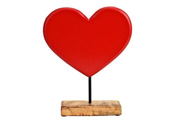 Support coeur en bois rouge (L/H/P) 20x27x5cm