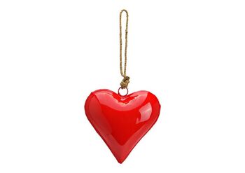 Coeur suspendu en métal rouge (L/H/P) 15x16x6cm