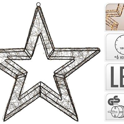 Light star 1800 LED bianco extra caldo con timer 6/18, adattatore IP44 in plastica nera (L/A/P) 58x58x8 cm