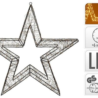 Light star 2400 LED bianco extra caldo con timer 6/18, adattatore IP44 in plastica bianca (L/A/P) 70x70x8 cm