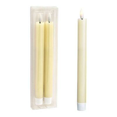 Juego de velas LED, juego de 2, de cera marfil (An/Al/Pr) 2x23x2cm