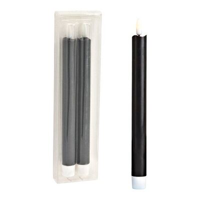 Set candele a bastoncino LED, set da 2, in cera nera (L/A/P) 2x23x2 cm