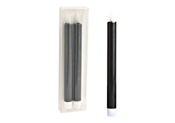 Set de bougies bâton LED, lot de 2, en cire noire (L/H/P) 2x23x2cm