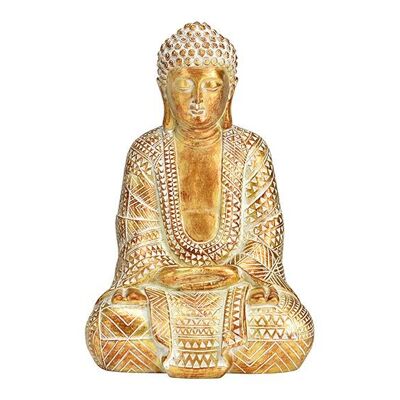 Buddha aus Poly gold (B/H/T) 16x24x12cm