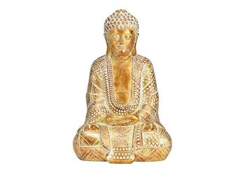 Bouddha en poly or (L/H/P) 16x24x12cm