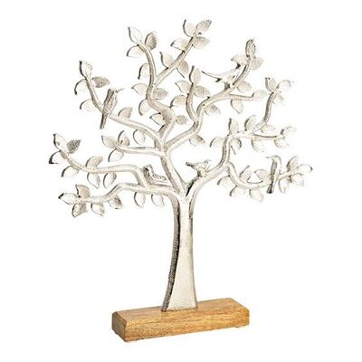 Supporto per albero su base in legno di mango in metallo argentato (L/A/P) 33x37x5 cm