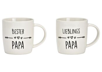 Tasse, Best Dad, Favorite Dad en porcelaine blanche double, (L/H/P) 9x9x7cm, 340ml