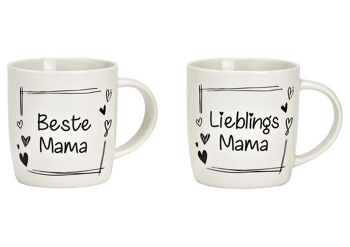 Mug, Best Mom, Favorite Mom en porcelaine blanche, 2 fois, (L/H/P) 9x9x7cm, 340ml