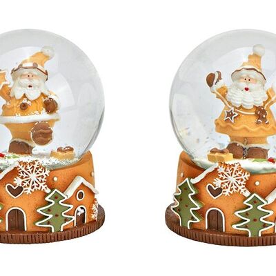 Schneekugel Nikolaus aus Poly braun 2-fach, (B/H/T) 7x9x7cm