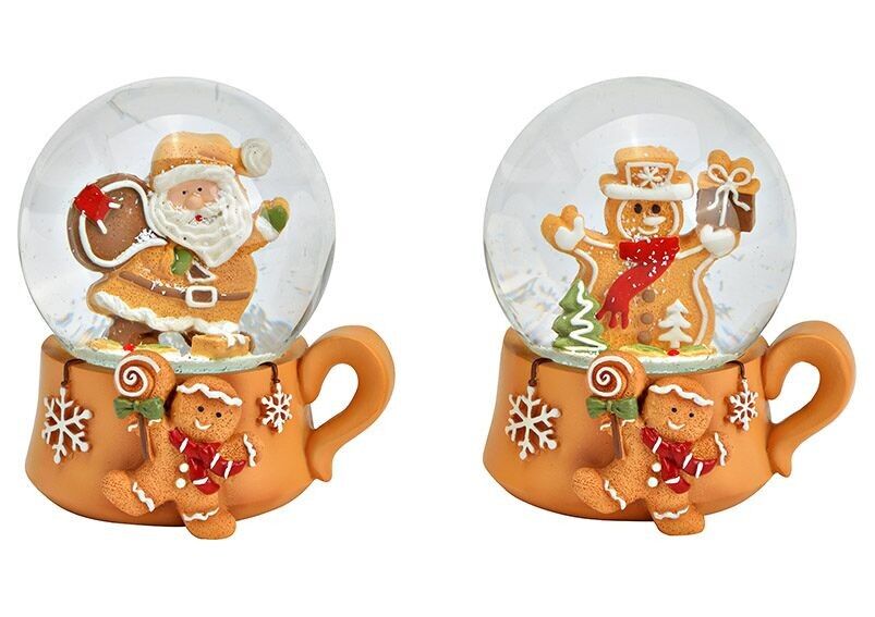 Bola de nieve Papá Noel, muñeco de nieve con diseño de pan de jengibre de poliéster marrón, 2 pliegues, (An/Al/Pr) 8x9x7cm