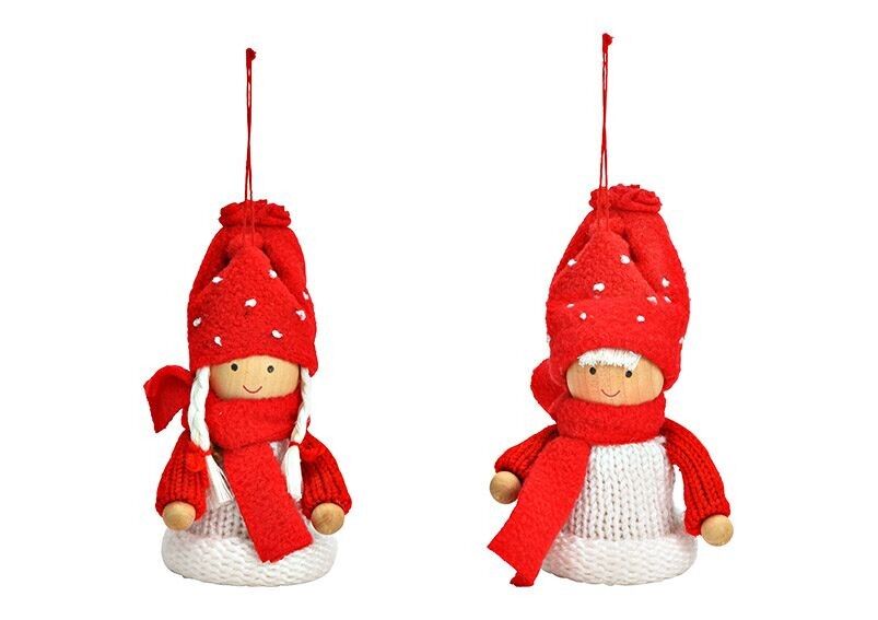 Hänger Winterkind aus Filz rot 2-fach, (B/H/T) 6x11x5cm