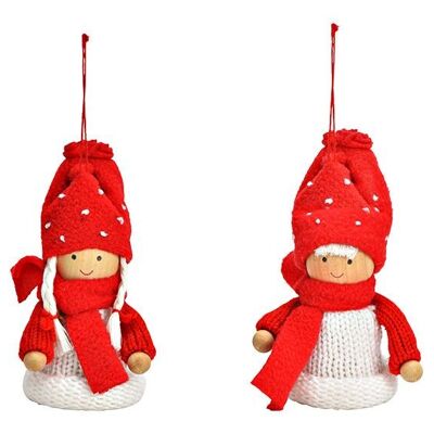 Gruccia invernale per bambini in feltro rosso, 2 pieghe, (L/A/P) 6x11x5 cm