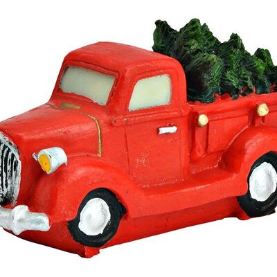 Miniaturfigur LKW mit Tannenbaum aus Poly rot (B/H/T) 9x5x4cm