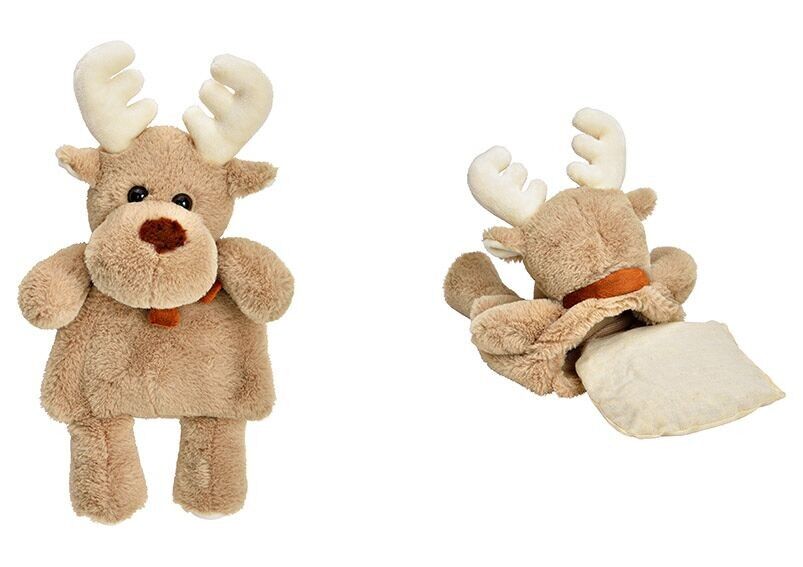 Cojín con huesos de cerezo alce de poliéster beige (an/al/pr) 25x37x10cm