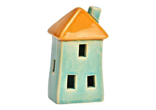 Haus aus Keramik mint (B/H/T) 7x14x6cm