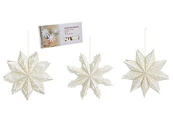 Cintre de Noël flocon de neige en papier/carton, lot de 3, blanc (L/H/P) 22x22x6cm