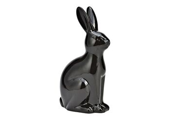 Lapin en céramique noire (L/H/P) 13x25x8cm