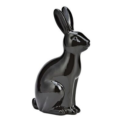 Hase aus Keramik schwarz (B/H/T) 17x30x9cm