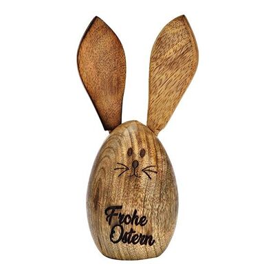 Hase Frohe Ostern aus Mangoholz braun (B/H/T) 9x16x9cm