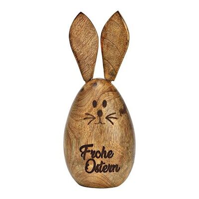 Hase Frohe Ostern aus Mangoholz braun (B/H/T) 8x20x8cm