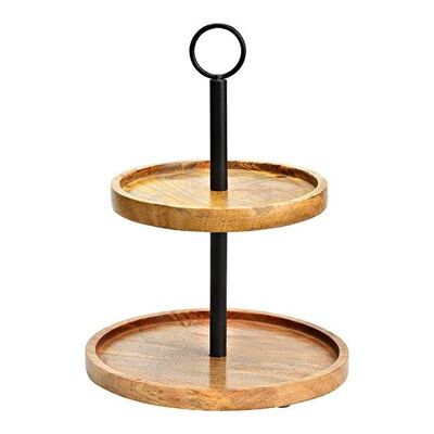 Etagere mit 2 Ebenen aus Mangoholz, Metall natur (B/H/T) 25x31x25cm