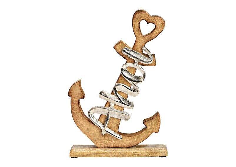 Anchor stand Anhoi made of mango wood/natural metal (W/H/D) 20x30x5cm