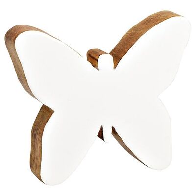 Mariposa de madera de mango blanca (An/Al/Pr) 15x12x2cm