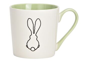 Mug décor lapin en porcelaine blanche (L/H/P) 13x9x9cm 350ml