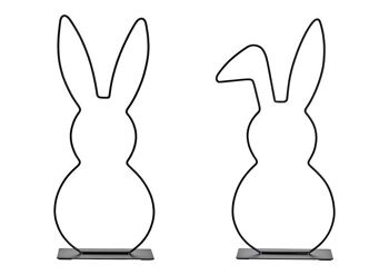 Support pour lapin en métal noir, 2 volets, (L/H/P) 21x50x10cm