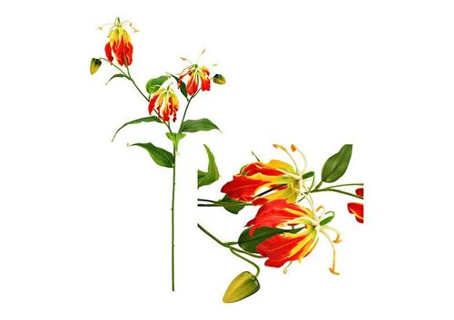 Kunstblume Lilie Gloriosa aus Kunststoff rot gelb (H) 84cm