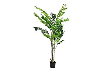 Palmier areca en pot de fleurs artificielles en plastique vert (H) 120cm