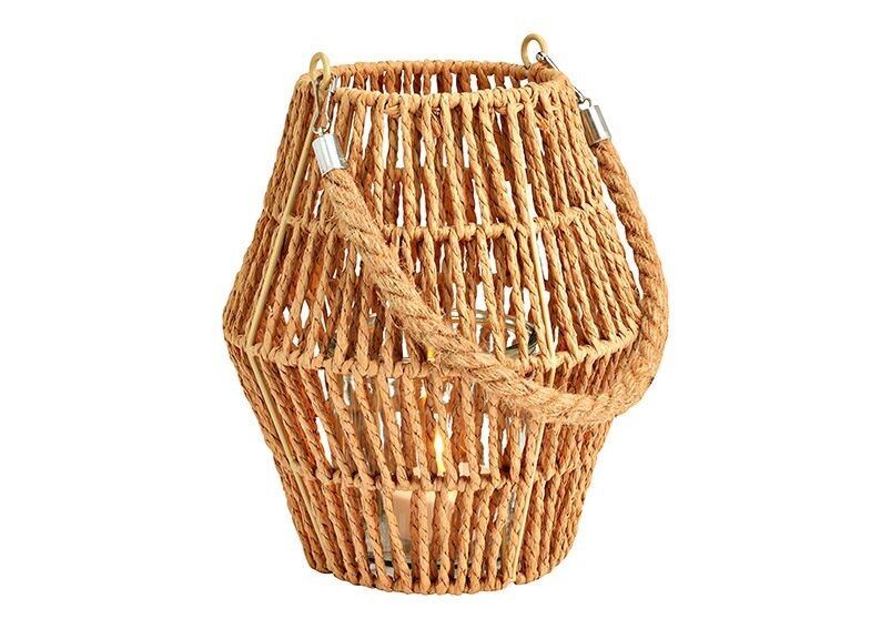 Laterne aus Papier/Pappe, Metall, Glas 10x10x10cm braun (B/H/T) 20x23x20cm nur für Indoor